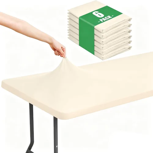 Vista 10 de Moosfor Paquete de 6 manteles cuadrados de elastano, manteles elásticos ajustables para pícnic, cubierta de mesa de patio elástica lavable para Negro
