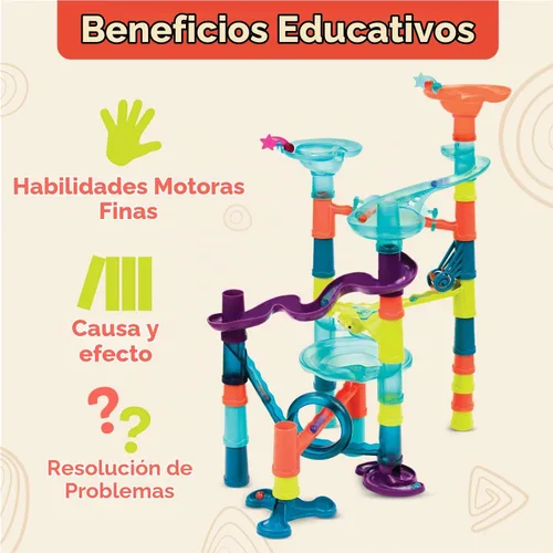 Vista 4 de B. toys Marble-Palooza Marble Run, juego grande de 38 piezas STEM Tracks