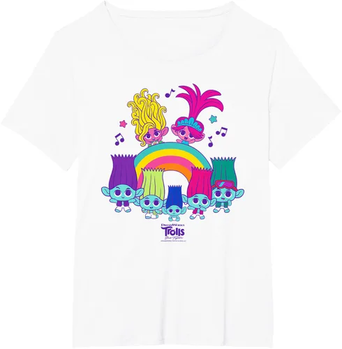 Vista 50 de Camiseta DreamWorks Trolls Band Together BroZone Poppy Viva Rainbow Negro