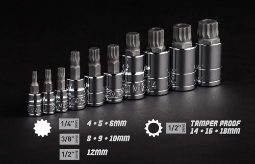 Vista 8 de Capri Tools XZN Juego de Puntas de Vaso con Estriado Cuadrado Triple, Métrico, 10 Piezas
