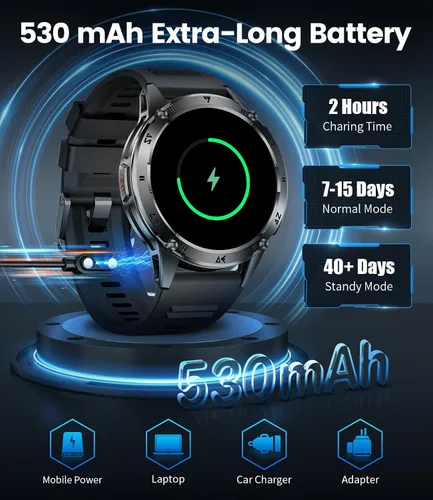 Vista 9 de LIGE Reloj inteligente militar para hombre, iPhone, Android, 1.43 pulgadas, HD, amoled, resistente, 120+ modos deportivos, IP68, impermeable