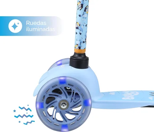 Vista 6 de Patinete para niños, auto equilibrio de 3 ruedas, ruedas LED iluminadas Azul