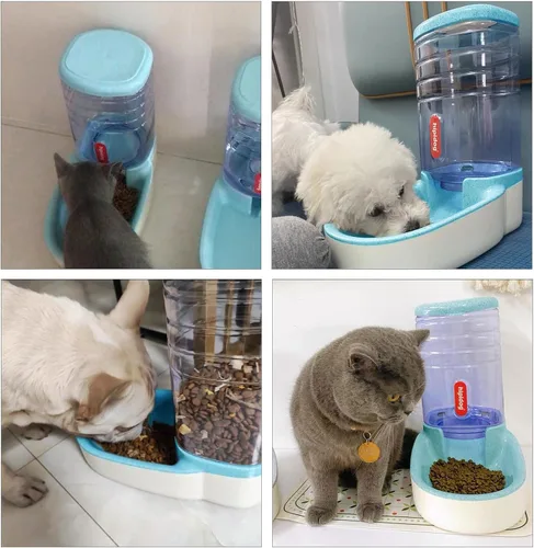 Vista 6 de kathson Comedero automático para gatos de 1 galón con gravedad, dispensador de comida para perros, gran capacidad, cuenco de comida para mascotas