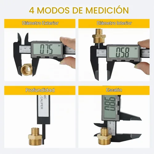 Vista 3 de Calibre digital, calibre Sangabery de 6 pulgadas con pantalla LCD extragrande, herramienta de medición de pinzas Vernier de plástico, regla