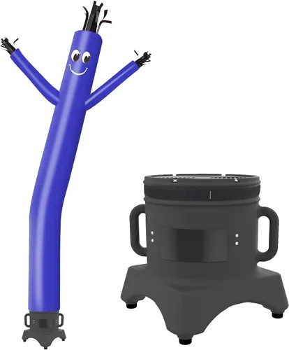 Vista 13 de MOUNTO Hombre tubo inflable de 10 pies que baila con el paso del aire para señal de tienda (naranja)