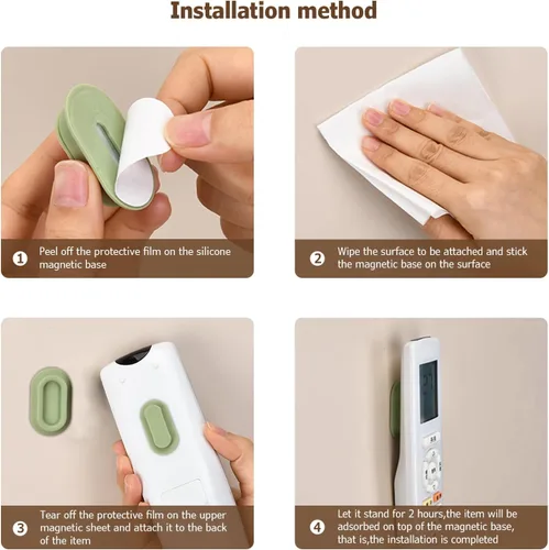 Vista 2 de XYOFUN Soporte magnético para control remoto de pared, 4 unidades, organizador autoadhesivo sin taladros para aire acondicionado y controles remotos
