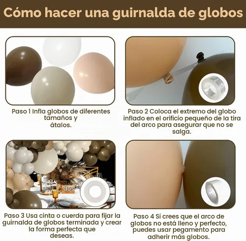 Vista 3 de PERPAOL Kit de arco de guirnalda de globos neutros marrón café nude de 151