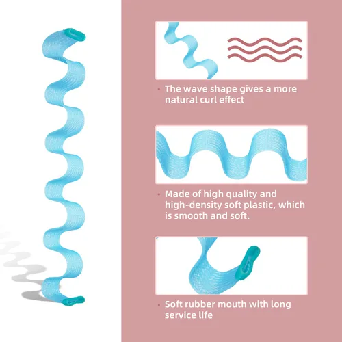 Vista 5 de 30 rulos de pelo sin calor, rizadores ondulados, rizadores de pelo sin calor, rizadores en espiral para cabello corto y mediano (9.8 pulgadas/9.8 in)