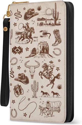 Vista 8 de Billetera para mujer, con bloqueo RFID, con 10 ranuras para tarjetas y ventana de identificación, bolso para mujer con cierre de correa de mano