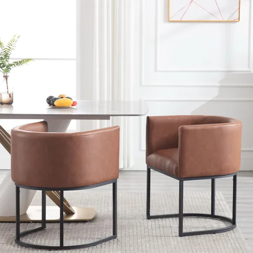 Vista 20 de RIVOVA - Silla tapizada para comedor, silla lateral moderna de barril, sillas tapizadas para comedor, silla cómoda para cocina, silla lateral