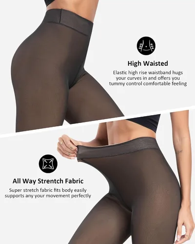 Vista 33 de NORMOV - Leggings con forro de vellón cálido para mujer, de invierno, mallas gruesas, de terciopelo, térmicas