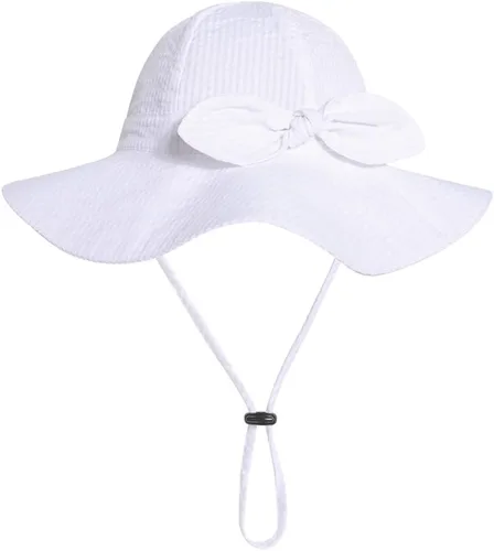 Vista 61 de Sombrero de sol para bebé niña con UPF 50+ sombrero de playa ajustable para exteriores con ala ancha