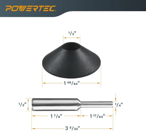 Vista 3 de POWERTEC Placa base universal de 6-1/2 pulgadas con pasador de centrado y cono. agujeros preperforados con tornillos para cable Porter, Bosch