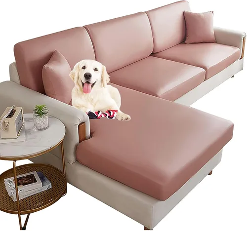 Vista 11 de HUHJYUGE Funda de cojín impermeable para sofá, cojín elástico de piel sintética, protector de muebles antideslizante con parte inferior elástica