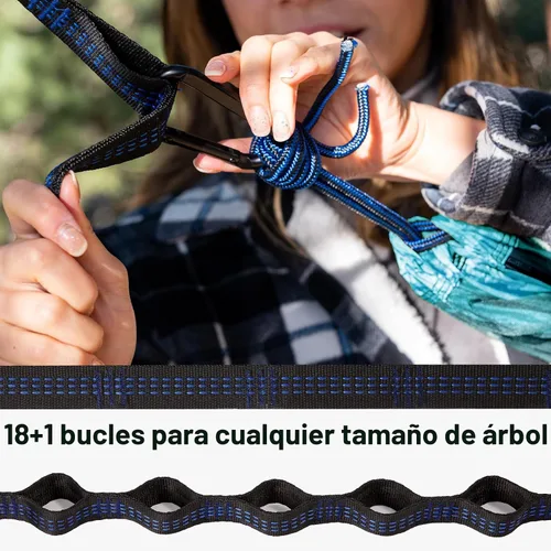 Vista 5 de Kootek Hamaca de campamento con capacidad de 400 libras, hamacas portátiles con correas para árboles y bolsa de transporte adjunta, equipo esencial