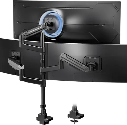 Vista 9 de Soporte para monitor triple para pantallas de hasta 35 pulgadas, soporte ultraancho de alta resistencia con brazo de resorte de gas de 26.5 lbs