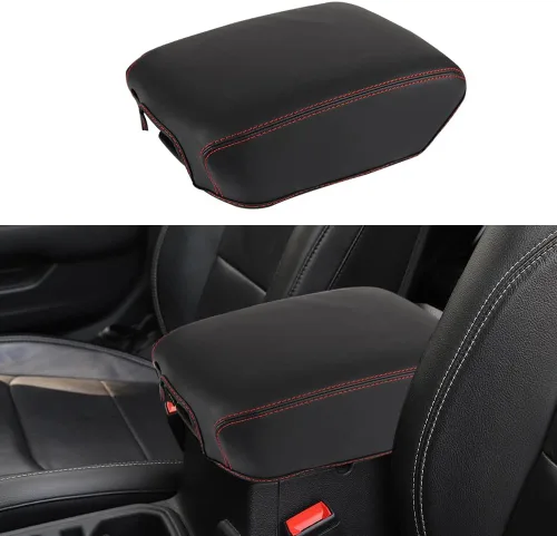 Vista 8 de Funda para el reposabrazos de la consola central, de piel, antiarañazos, de protección, accesorios de decoración interior, para Tesla Model 3 Negro
