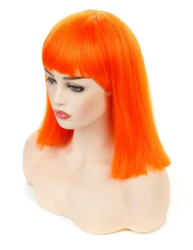 Vista 8 de Morvally - Peluca con flequillo de 14 pulgadas, corte corto recto 2735# Naranja