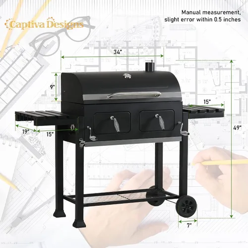 Vista 14 de Captiva Designs - Parrilla de carbón extra grande resistente