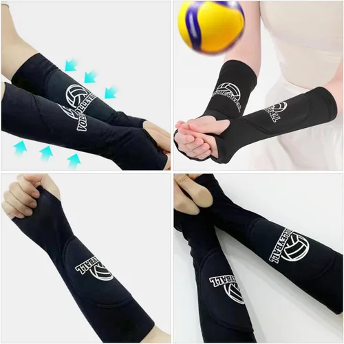Vista 6 de 1 par de codos acolchados protectores de brazo deportivos para voleibol y baloncesto, soporte de compresión, almohadillas protectoras para brazos