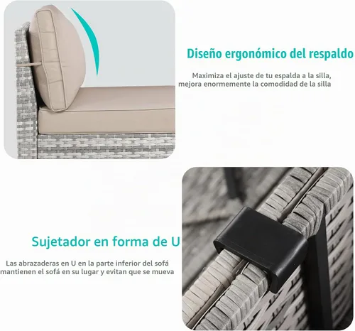 Vista 6 de Muebles de patio al aire libre conjunto PE mimbre ratán al aire libre sofá Beige
