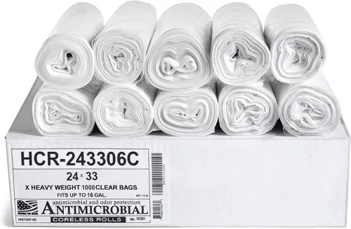 Vista 56 de Aluf Plastics Bolsas de basura de alta densidad, 10 galones, 4000 unidades, 6 micras (eq), 24 x 24 pulgadas, negras, para baño, oficina, industrial