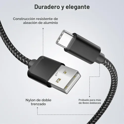 Vista 4 de Elebase - Cable de carga USB A a USB C para iPhone 18 Pro, 1.5/3.3/6.6 pies