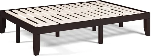 Vista 14 de COSTWAY Base de cama de plataforma de tamaño individual, base de colchón de madera de goma maciza de 14 pulgadas con soporte de listones