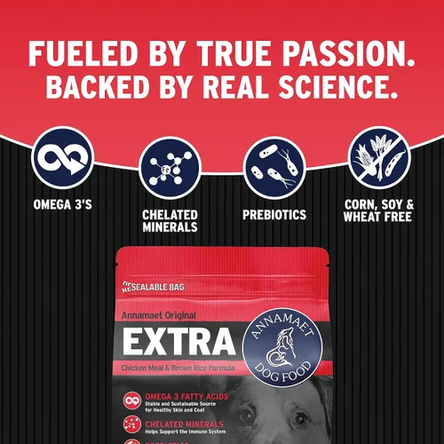 Vista 3 de Annamaet Original Extra Formula - Alimento seco para perros, 26% proteína (pollo y arroz integral), bolsa de 5 libras