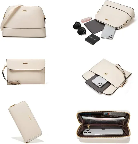 Vista 6 de Bolso de mano de moda para mujer, bolso de hombro, asa superior, juego de 4 piezas