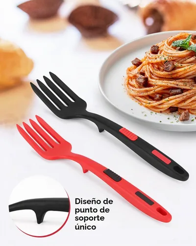 Vista 4 de Tenedor de cocina flexible de silicona, 11.6 pulgadas, resistente al calor, grande antiadherente, puré de alimentos, batidor de huevos (BR)