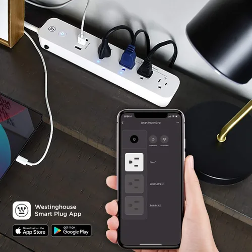 Vista 7 de Westinghouse 94012 WH-320 - Regleta inteligente Wi-Fi, compatible con Alexa, Google Home e IFTT, no requiere concentrador, color blanco