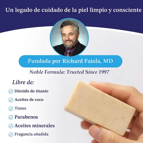 Vista 6 de Pastilla de jabón de aceite de argán de Noble Formula que contiene 2 % de piritionato de zinc (ZnP), 3.25 onzas Face, body & scalp cleanser For