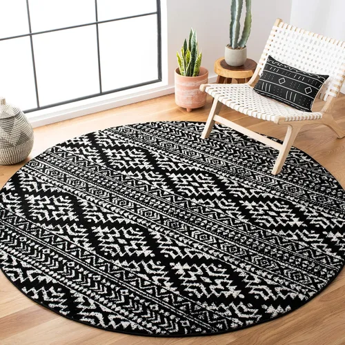Vista 25 de SAFAVIEH Tapete decorativo de la colección Tulum de 2 x 3 pies, color negro y marfil, diseño tribal bohemio marroquí, no desprende pelo y es