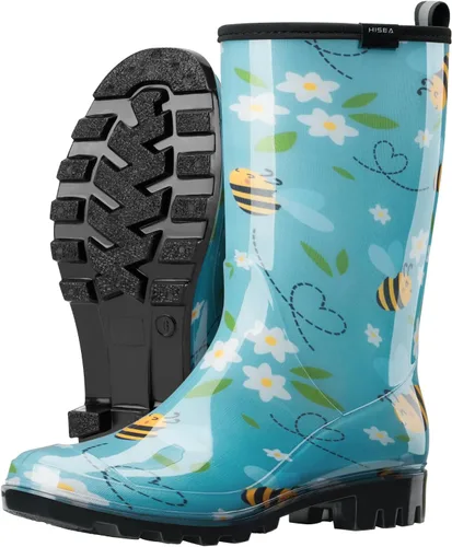 Vista 2 de HISEA - Botas impermeables de mujer para la lluvia botas de jardín a media pantorrilla para mujer