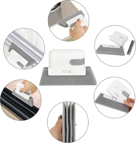 Vista 3 de 8 piezas de herramientas de limpieza de ranuras de mano, cepillos de limpieza de hendiduras para puertas y ventanas, limpiadores de ciegos, cepillo