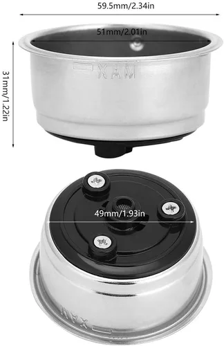 Vista 2 de Colador de cesta de café, cesta de filtro de acero inoxidable, cesta portafiltro de repuesto para máquinas de oficina en casa, portafiltro