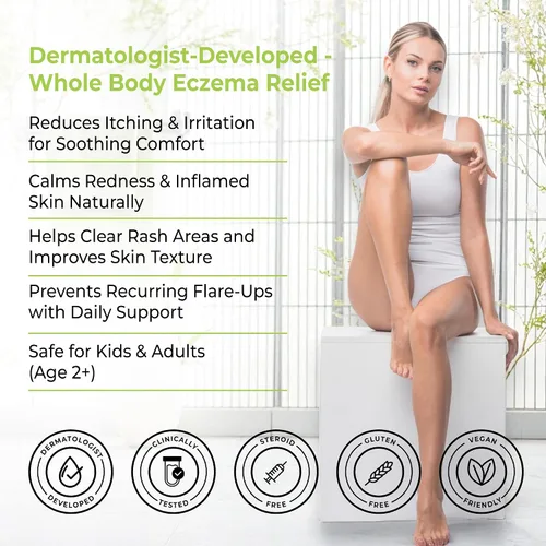 Vista 2 de Loma Lux Píldoras para el eccema – Remedio natural para el alivio del tratamiento del eccema – Desarrollado por dermatólogos – 7 minerales que
