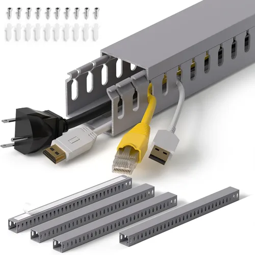 Vista 28 de ZhiYo Canaleta de gestión de cables para rack de servidores de 1.4 pulgadas de alto x 1.6 pulgadas de ancho, kit de conductos de cable de 12 pies