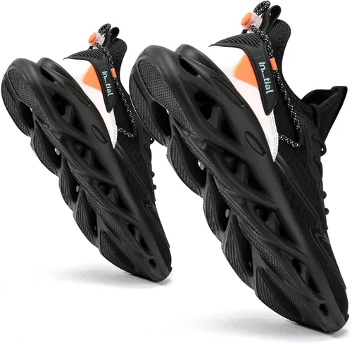 Vista 3 de SPOSENS Zapatos para caminar para hombre, zapatos de tenis ligeros, zapatos para correr para hombre, zapatos casuales sin cordones para gimnasio