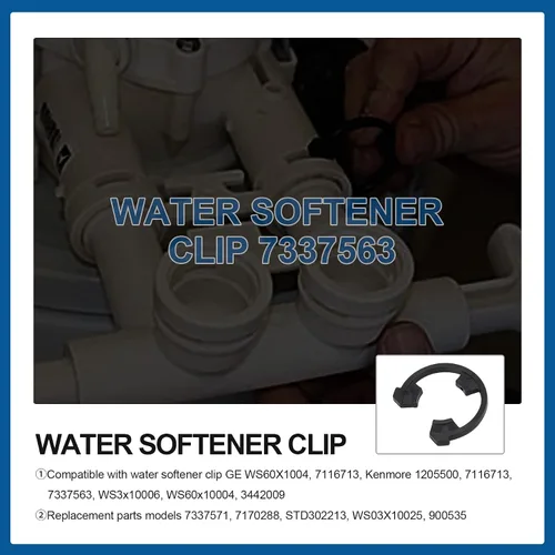 Vista 4 de Clip de suavizante de agua de 3/4 pulgadas 7116713 para Kenmore, Kit de piezas de suavizador de agua GE Sears 7337563 y 7337571 (4/paquete)
