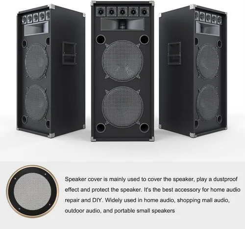 Vista 3 de Cubierta de rejilla de altavoz de malla negra protector de parrilla de subwoofer (con tornillos), [para bricolaje de audio doméstico] - Marco