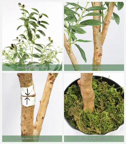 Vista 6 de LOVMOR Árbol de olivo artificial de 7.8 pies, olivo sintético extra largo para decoración moderna del hogar, oficina, sala de estar, piso