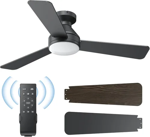 Vista 10 de Ventiladores de techo con luces, ventilador de techo de 42 pulgadas con luz y control remoto, ventiladores de techo de montaje empotrado de perfil