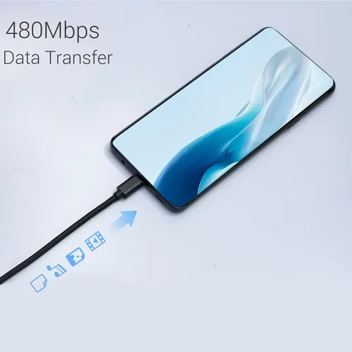 Vista 3 de Cable USB C de 1 pie, paquete de 4 unidades, cable USB A a USB C de carga rápida 3A, cable trenzado de nailon compatible con Samsung Galaxy A10e A20