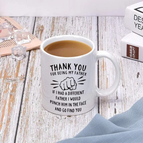 Vista 4 de DQG CVT Taza de café divertida con texto en inglés «Best Dad Mug – Thank You for Being My Father – Día del Padre para papá y esposo, ideas únicas