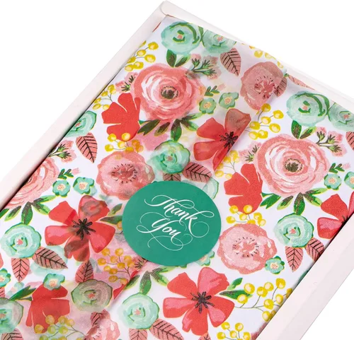 Vista 10 de LeZakaa 60 hojas de papel de seda para baby shower con 30 calcomanías de regalo, papel de seda para bebé niño niña a granel, diseño de arcoíris