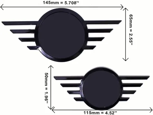 Vista 2 de Emblema de repuesto delantero y trasero, color negro, compatible con modelos F55, F56, F57 para mejorar la apariencia del vehículo