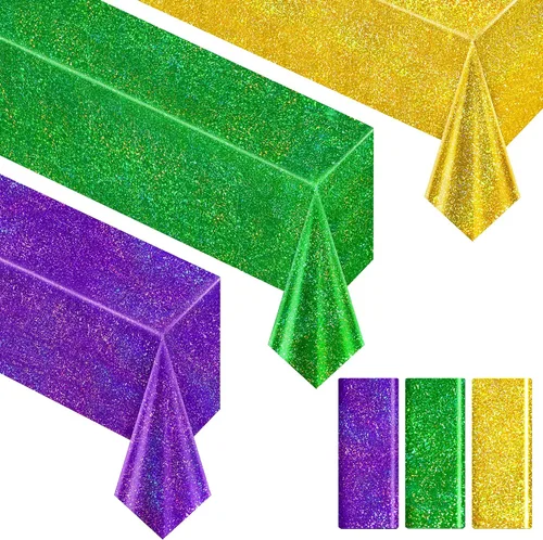 Vista 33 de Just Shimmer Mantel holográfico azul claro de 40" x 108" Decoración de fiesta rosa fuerte Día de San Valentín Fiesta de cumpleaños Decoración