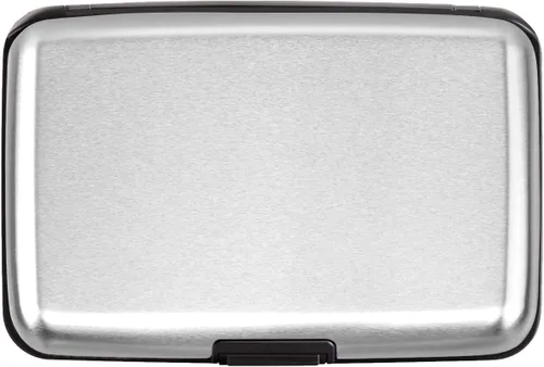 Vista 2 de Portatarjetas de crédito con bloqueo RFID, mini tarjetero delgado de aluminio duro para hombres o mujeres